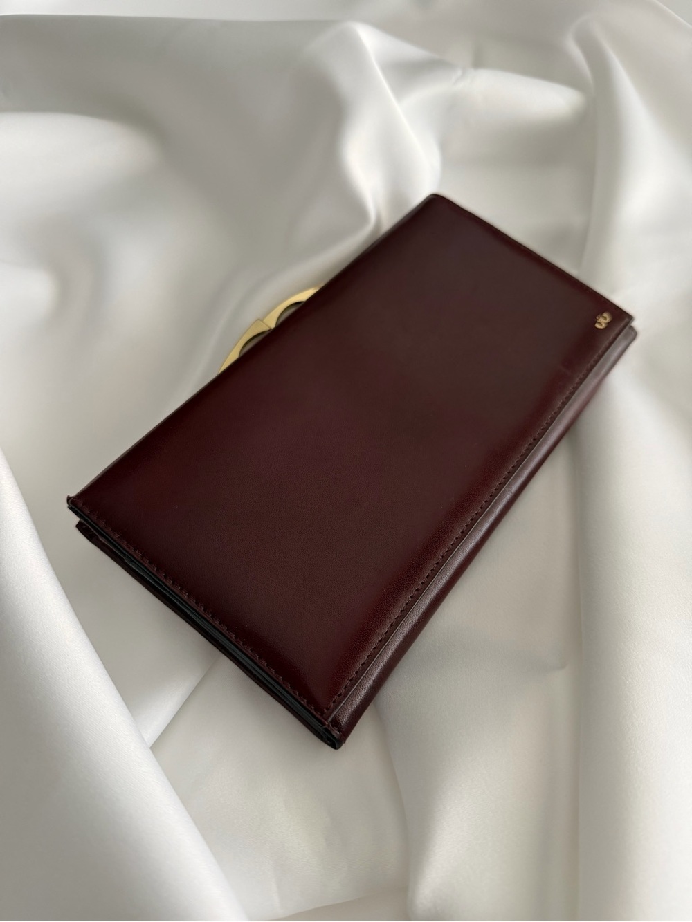 Vintage Weiss Burgundy Leather Wallet Gold Clasp Made in W Germany